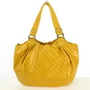 GHERARDINI ソフティ ギャザーレザーハンドバッグ イエローゴールド