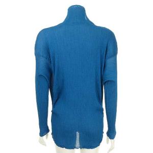 me ISSEY MIYAKE ボトルネックプリーツシャツ F ブルー