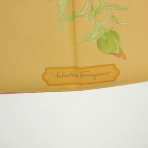Salvatore Ferragamo スカーフ 花柄 シルク スクエア オレンジ