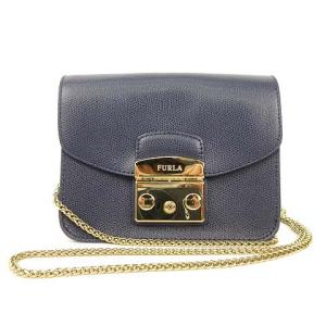 メトロポリタン チェーンショルダーバッグ レザー ネイビー