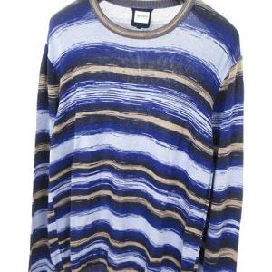 ARMANI COLLEZIONI NCM22M NC32M ニット 長袖 マルチボーダー 56 ネイビー