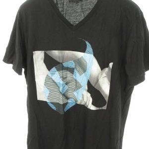 EMPORIO ARMANI 3X1T69 1JQ4Z プリント Vネック Tシャツ 半袖 国内正規品 XL ブラック