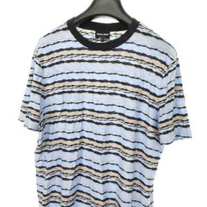 GIORGIO ARMANI 20SS 半袖ニット カットソー ジャガード ボーダー 52 ブルー