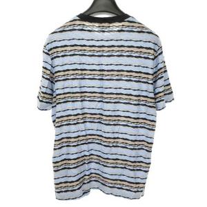 GIORGIO ARMANI 20SS 半袖ニット カットソー ジャガード ボーダー 52 ブルー