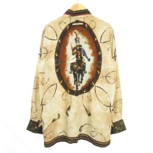 Jean Paul GAULTIER FEMME パネルプリントシャツ スカーフ長袖 ベージュ 40