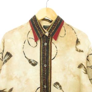 Jean Paul GAULTIER FEMME パネルプリントシャツ スカーフ長袖 ベージュ 40