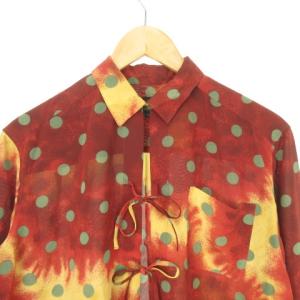 Jean Paul GAULTIER FEMME 美品 ドットプリントブラウス シャツ 長袖 シアー 40 国内正規品 レッド