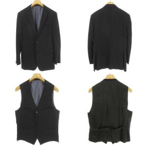BURBERRY BLACK LABEL 3ピース ストライプ シルク混 シングルスーツ 38R 紺
