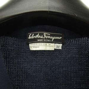 Salvatore Ferragamo 金ボタングログランテープニットカーディガン M ネイビー