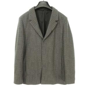 美品 ジャガード チェック柄 テーラード ジャケット ブラザー ストレッチ 50 グレー IBS17