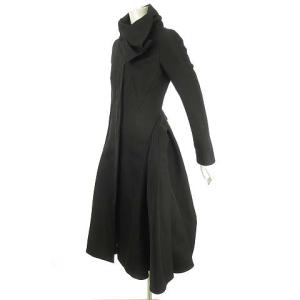 LOUIS VUITTON IBS17 ロングコート フレア ジップアップ 変形 タック 34 ブラック