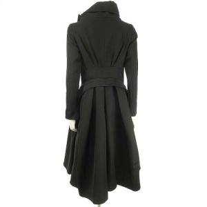 LOUIS VUITTON IBS17 ロングコート フレア ジップアップ 変形 タック 34 ブラック