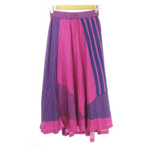 Diagram GRACE CONTINENTAL スカート レジメンタル ストライプ ボーダー ラップ調 ロング 36 ネイビー レッドパープル