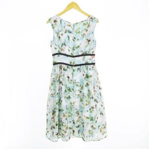 TOCCA ワンピース ノースリーブ 花柄 シフォン グログランリボン ミントグリーン