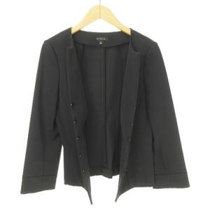 EPOCA セットアップ スーツ ジャケット スカート ノーカラー Vカット 切替 ブラック ITL40