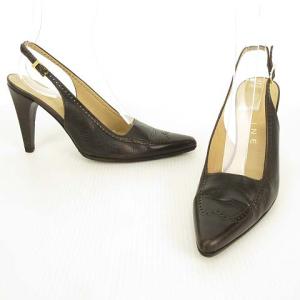 CELINE パンプス バックストラップ ポインテッドトゥ 37 ブラウン