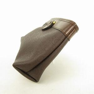 Christian Dior トロッター ポーチ 小物入れ PVC レザー ブラウン ゴールド金具