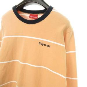 Supreme 17AW Struped Crewneck ボーダースウェットトレーナー ピンク