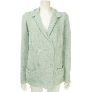 CHANEL 04A ニット セットアップ ウール モヘヤ シルク ジャケット パンツ ブルー系