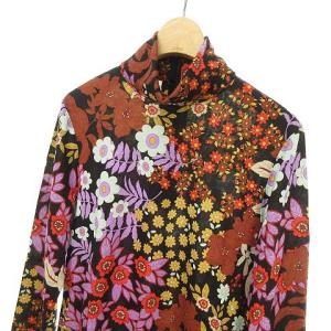 LEONARD FASHION ニット 花柄 ハイネック シルク混 M マルチカラー
