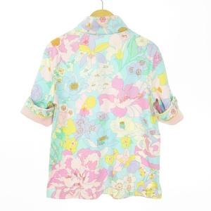 LEONARD SPORT カットソー 2way ロールアップ ロゴ刺繍 フラワー プリント 40 ミントグリーン