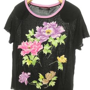 LEONARD Fashion ジャガードシルクニット 花柄 L 黒