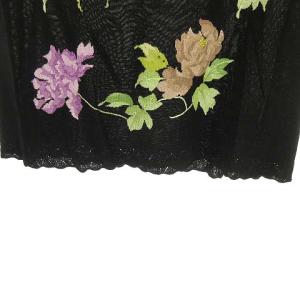 LEONARD Fashion ジャガードシルクニット 花柄 L 黒