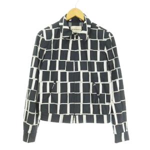 スイングトップ ジップアップブルゾン EAロゴ 格子柄 カラーブロック 40 ネイビー