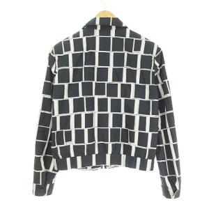 EMPORIO ARMANI スイングトップ ジップアップブルゾン EAロゴ 格子柄 カラーブロック 40 ネイビー