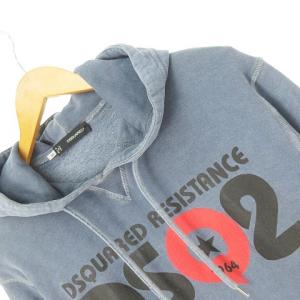DSQUARED2 プルオーバーパーカー ロゴプリント オーバーダイ ヴィンテージ加工
