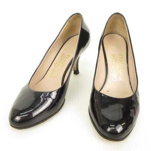 パンプス ラウンドトゥ パテントレザー 4 D ダークネイビー