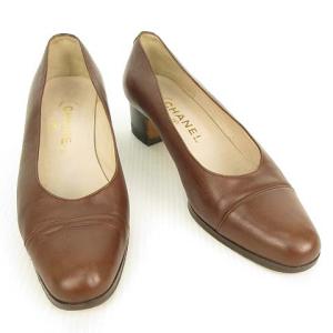 CHANEL パンプス キャップトゥ ココマーク 刺繍 36.5 ブラウン