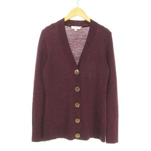 カーディガン ニット ロゴボタン XS エンジ