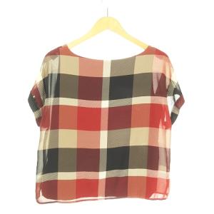 BLUE LABEL CRESTBRIDGE プルオーバーシフォンチェックブラウス レッド