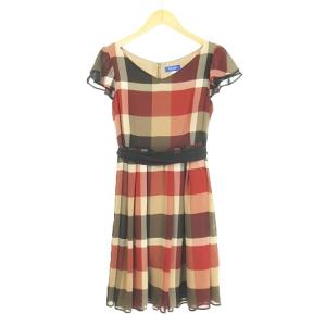 BLUE LABEL CRESTBRIDGE シフォンリボンチェックワンピース 38 マルチカラー
