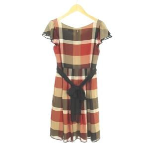 BLUE LABEL CRESTBRIDGE シフォンリボンチェックワンピース 38 マルチカラー