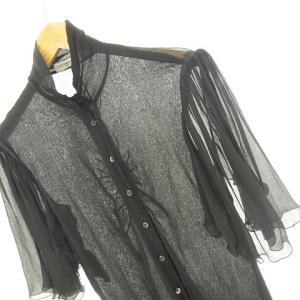 PRADA スタンドカラーシフォンブラウス 38 ブラック