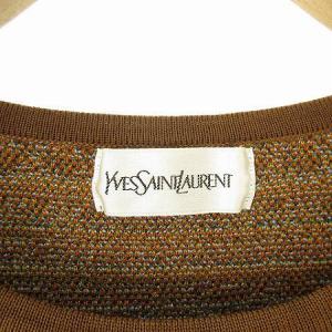 YVES SAINT LAURENT ヴィンテージ 90s ニット セーター ウール 総柄編み クルーネック 長袖 マルチカラー