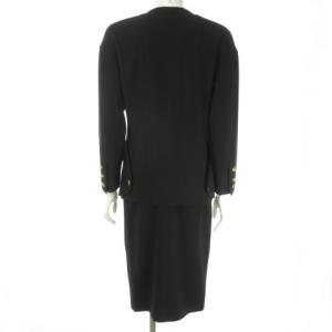 CHANEL ヴィンテージ スーツ ノーカラージャケット タイトスカート 金ボタン 34 黒