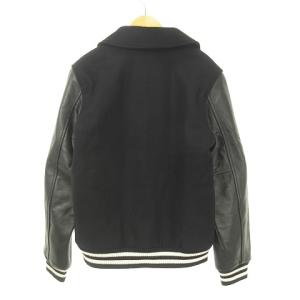 BEAMS ライダース ジャケット スカルワッペン 袖レザー ライン入りリブ スカル柄キルティング裏地 牛革