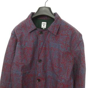 South2 West8 KP871 Pen Jacket シャツ ジャケット 総柄 M ボルドー系