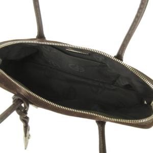 GIORGIO ARMANI ミニハンドバッグ スエード GAロゴステッチ 鍵付き ダークブラウン