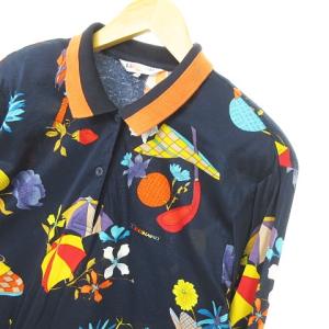 LEONARD SPORT レオナールスポーツ ポロシャツ カットソー ロゴワッペン フラワープリント