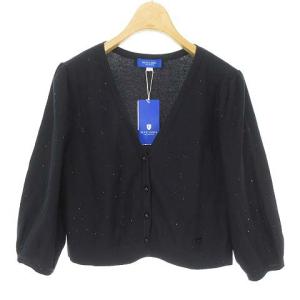 スパンコール刺繍ニットカーディガン 38 ネイビー