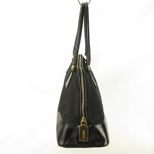 PRADA ハンドバッグ ナイロン レザー 三角プレート ゴールド金具 ブラック