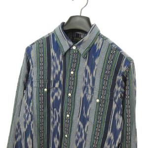 POLO RALPH LAUREN ジャカード ウエスタン シャツ トップス コットン 長袖 M ネイビー AA