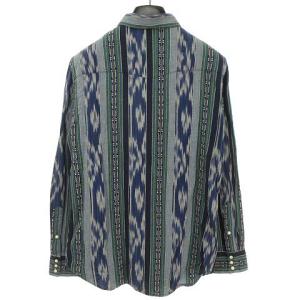 POLO RALPH LAUREN ジャカード ウエスタン シャツ トップス コットン 長袖 M ネイビー AA