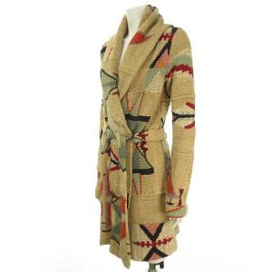 RALPH LAUREN ニットガウンショールカラーロングカーディガン M ベージュ
