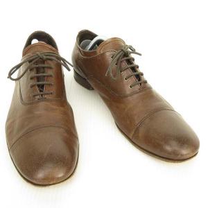 PRADA ストレートチップ レザー シューズ レースアップ 7.5 ブラウン