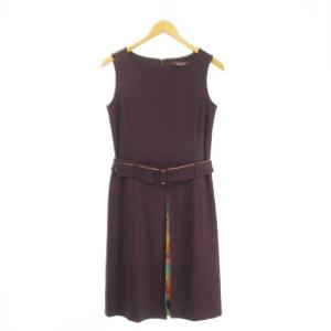 LEONARD FASHION ワンピース 2way リバーシブルベルト ノースリーブ ロゴ入り フラワープリント